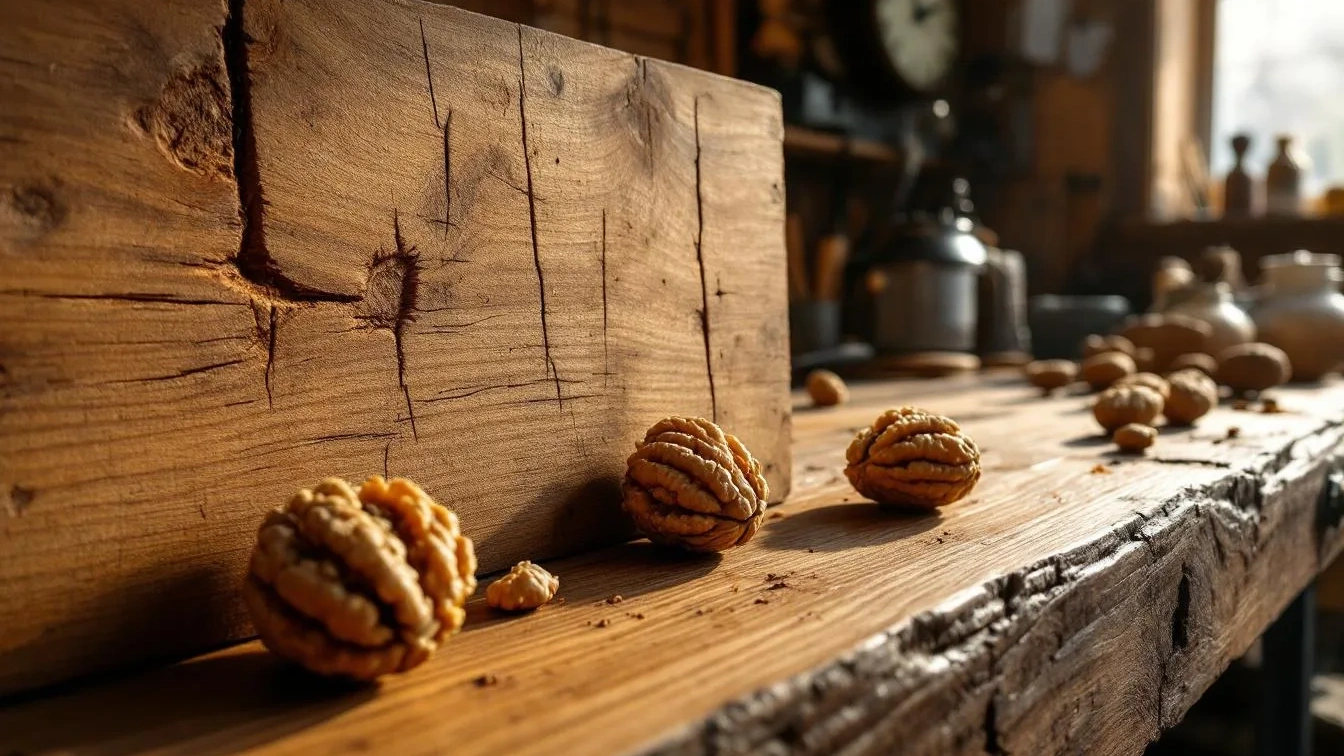 Ein Heimwerker verrät, wie du Kratzer in Holz mit Walnüssen unsichtbar machst